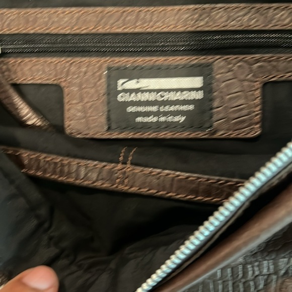 GIANNI CHIARINI Brown Croc Embossed Leather Hobo Handbag - Picture 10 of 14